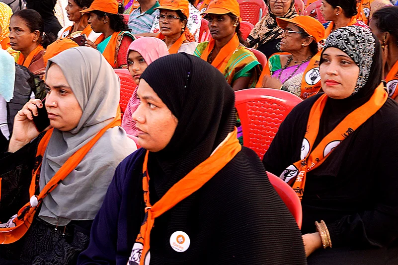 Women supporters at INDIA bloc rally